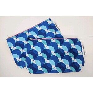 Kapitza X Clinique Makeup Bag - Blue Circles New Lot Of 2